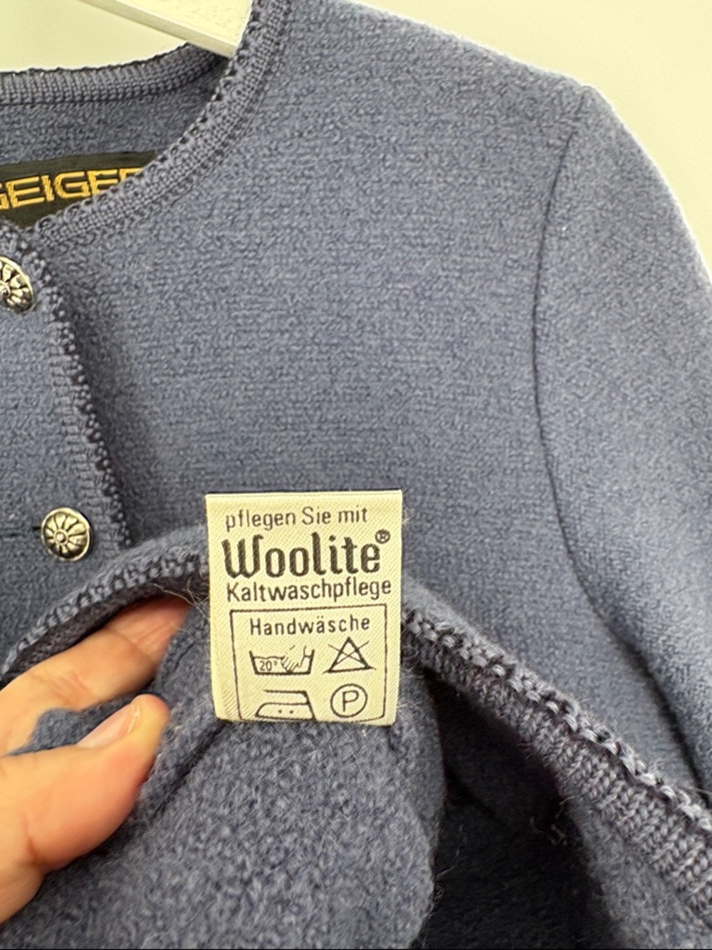 🔗 Geiger wool Blue Austrian Knit button front jacket - Picture 6 of 7